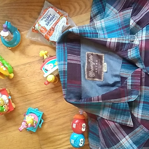 🤠 Wrangler Retro Brush PREMIUM Long Sleeve WESTERN SHIRT XXL AQUA PLAID - Picture 5 of 16